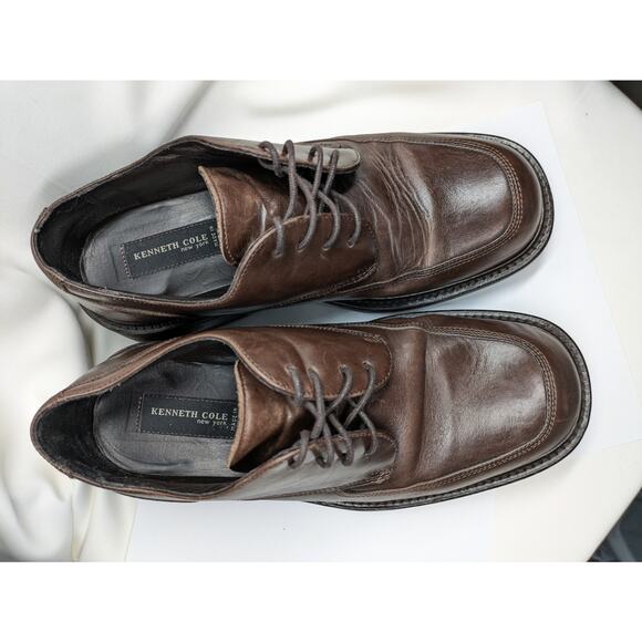 Y2K Kenneth Cole Chunky Oxford Dress Shoes Mens 7.5 Brown Leather Italy Preppy - Picture 8 of 8